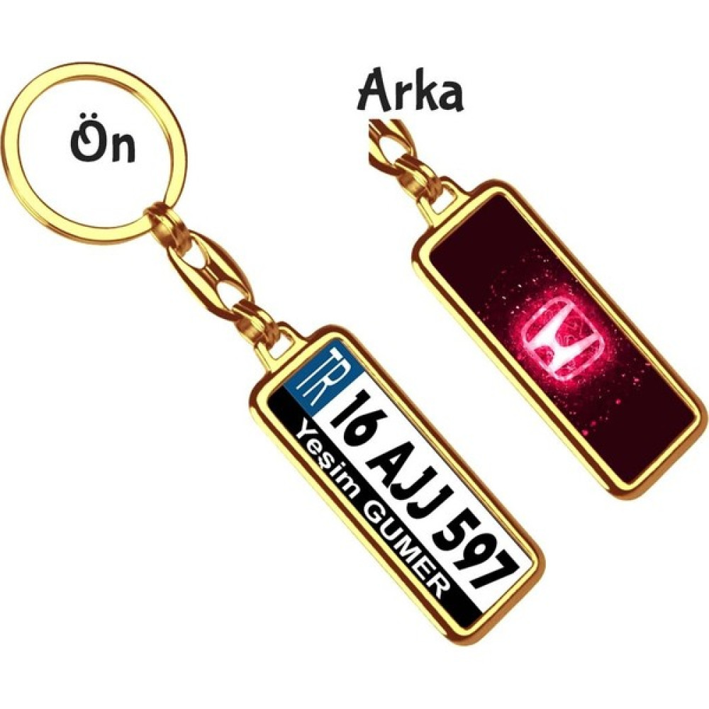 Hediye Zengini Kişiye Özel Honda Neon Lights Pembe Logo Tema Plaka Anahtarlık - Sarı Anahtarlık Fiyatı