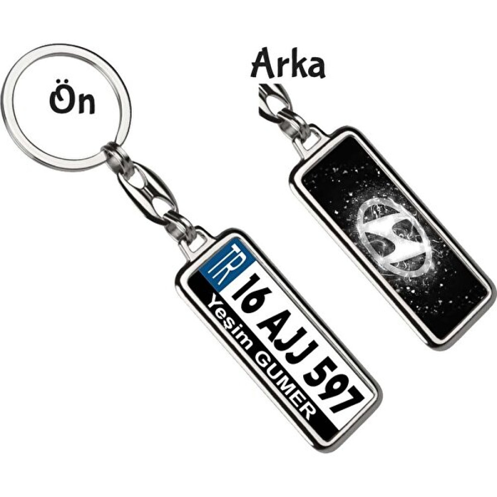Hediye Zengini Kişiye Özel Hyundai Beyaz Parıltı Logo Tema Plaka Anahtarlık - Gümüş Anahtarlık Fiyatı
