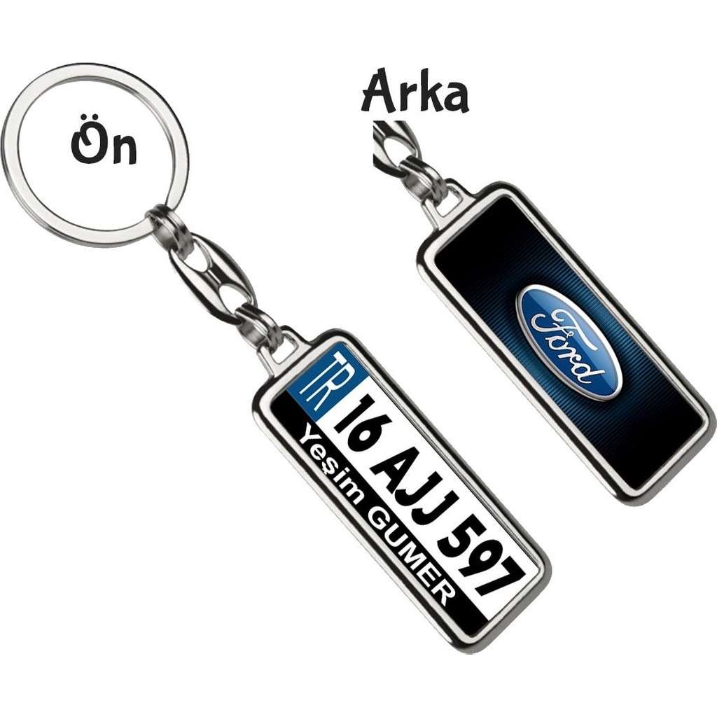 Hediye Zengini Kişiye Özel Plaka Metal Anahtarlık | Ford Metalik Logo - Gümüş Anahtarlık Fiyatı