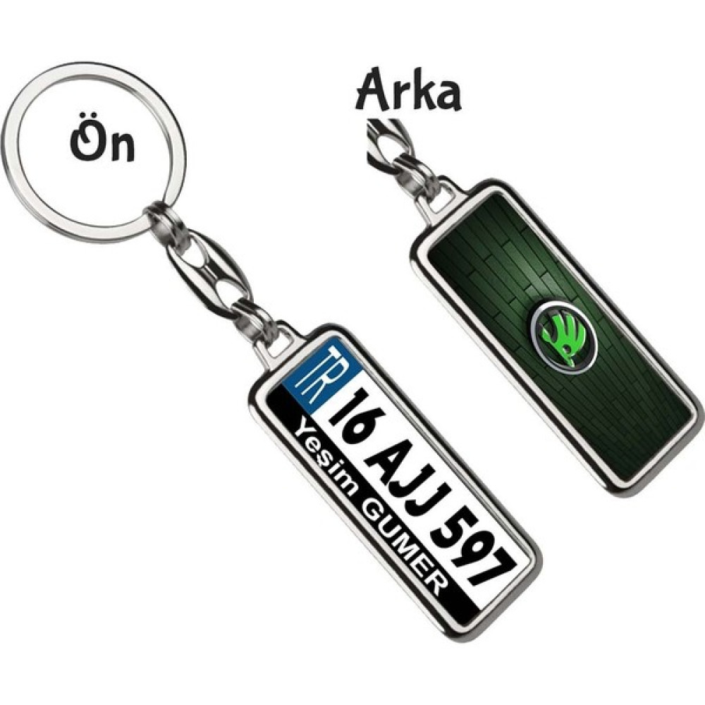Hediye Zengini Kişiye Özel Skoda Vıp Logo Tema Plaka Anahtarlık - Gümüş Anahtarlık Fiyatı
