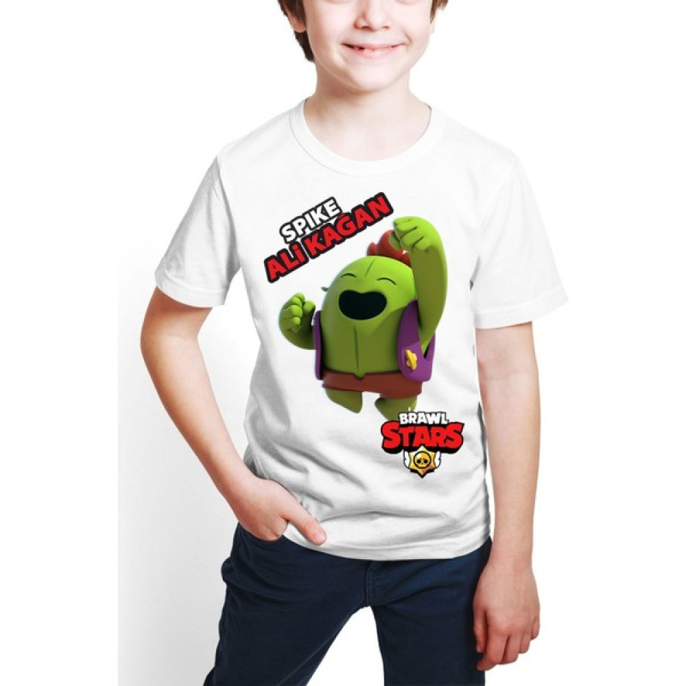 Hediyecenter Brawl Stars Spike Dijital Baskılı Beyaz Kişiye Özel T-Shirt M-02 Erkek Çocuk T-shirt Fiyatı