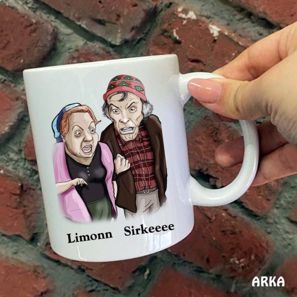 Hediyeci Abla Size Özel Limon Sirke Seramik Baskılı Kupa Bardaklar - Beyaz Fincan / Bardak / Kahve Takımı Fiyatı