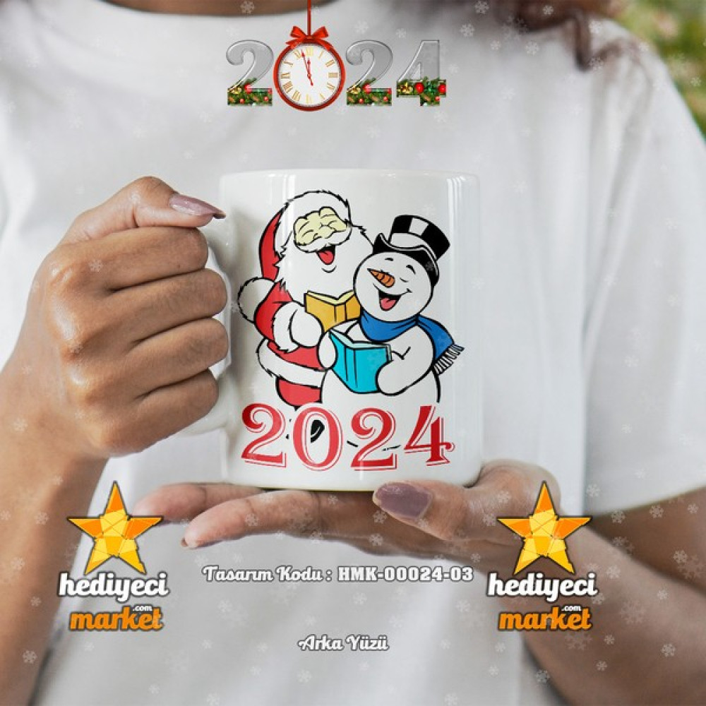 Hediyeci Market Kişiye Özel 2024 Yılbaşı Temalı Beyaz Kupa Bardak - HMK-00024-03 Fincan / Bardak / Kahve Takımı Fiyatı