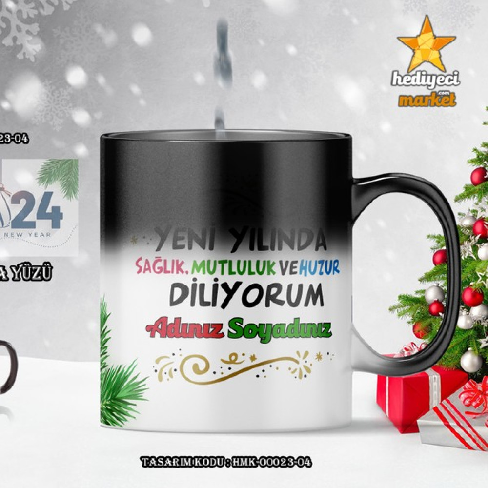 Hediyeci Market Kişiye Özel 2024 Yılbaşı Temalı Sihirli Kupa Bardak - HMK-00023-04 - Siyah - Beyaz Oto Boyaları Fiyatı