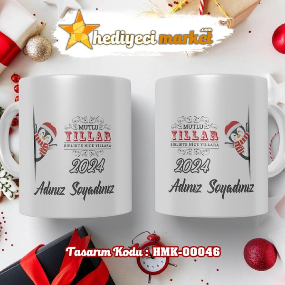 Hediyeci Market Kişiye Özel Yılbaşı Temalı Beyaz Kupa Bardak - HMK-00046 - HM-01-00139-01 Fincan / Bardak / Kahve Takımı Fiyatı