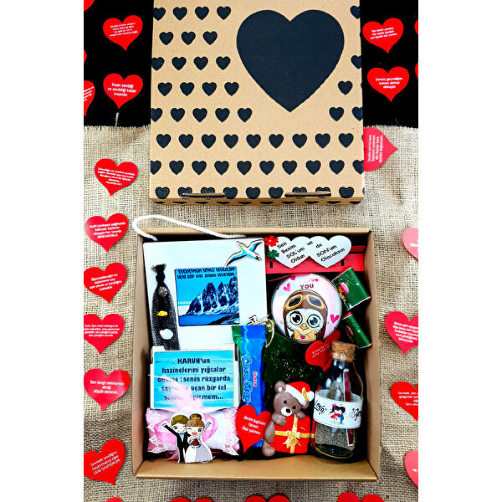 hediyekombini Sevgiliye Özel Kraft Kutuda Romantik Hediye Doğum Günü Yıldönümü 14 Şubat 1MUTLU7BOX9 Hediyelik Eşya Fiyatı
