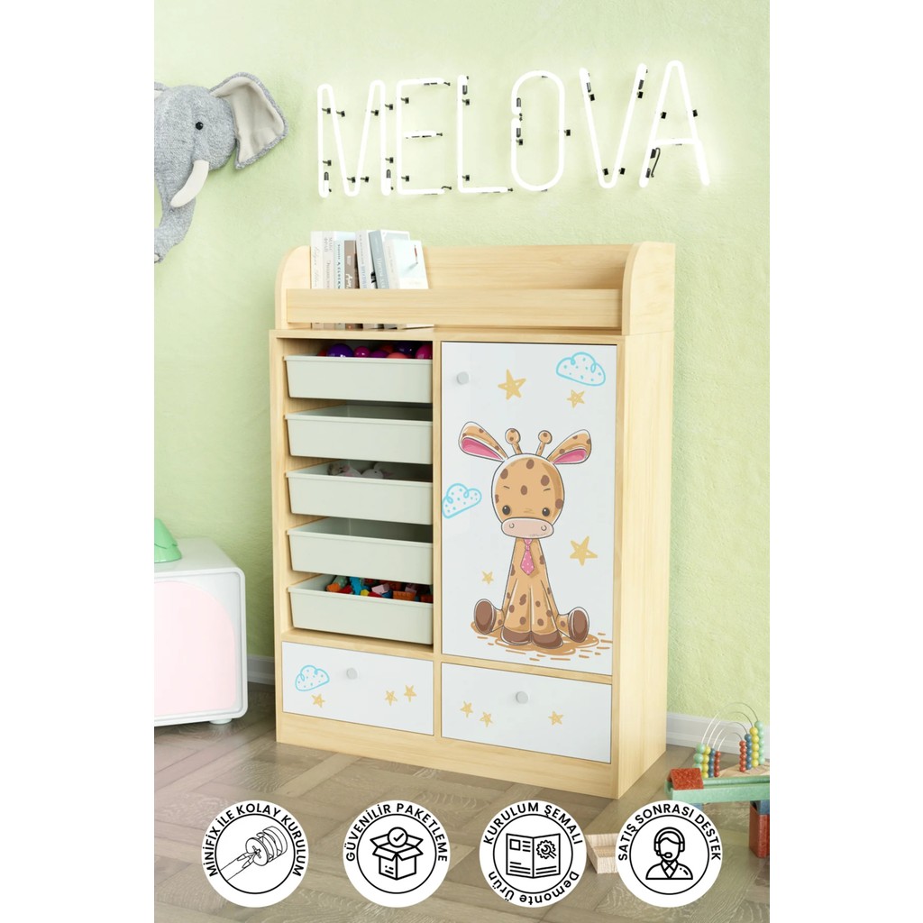Hediyeler Kapında Bay Zürafa Design Melova Çok Amaçlı Oyuncak Dolabı Akçaağaç Suntalam 5 Sepetli 2 Çekmeceli 88x35x122 cm Anne Bebek Oyuncak Fiyatı