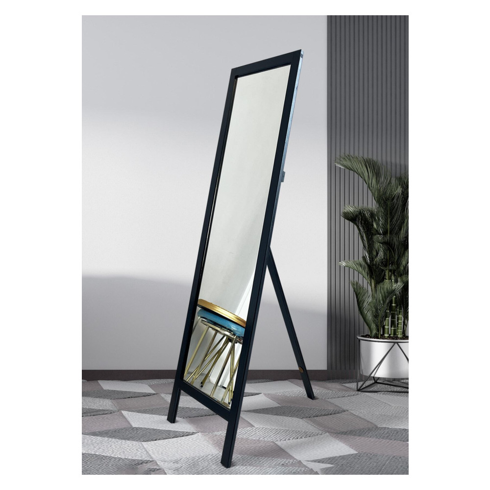 Hediyeler Kapında Siyah Doğal Ahşap Ayaklı Boy Aynası 145x40cm Ayna Fiyatı