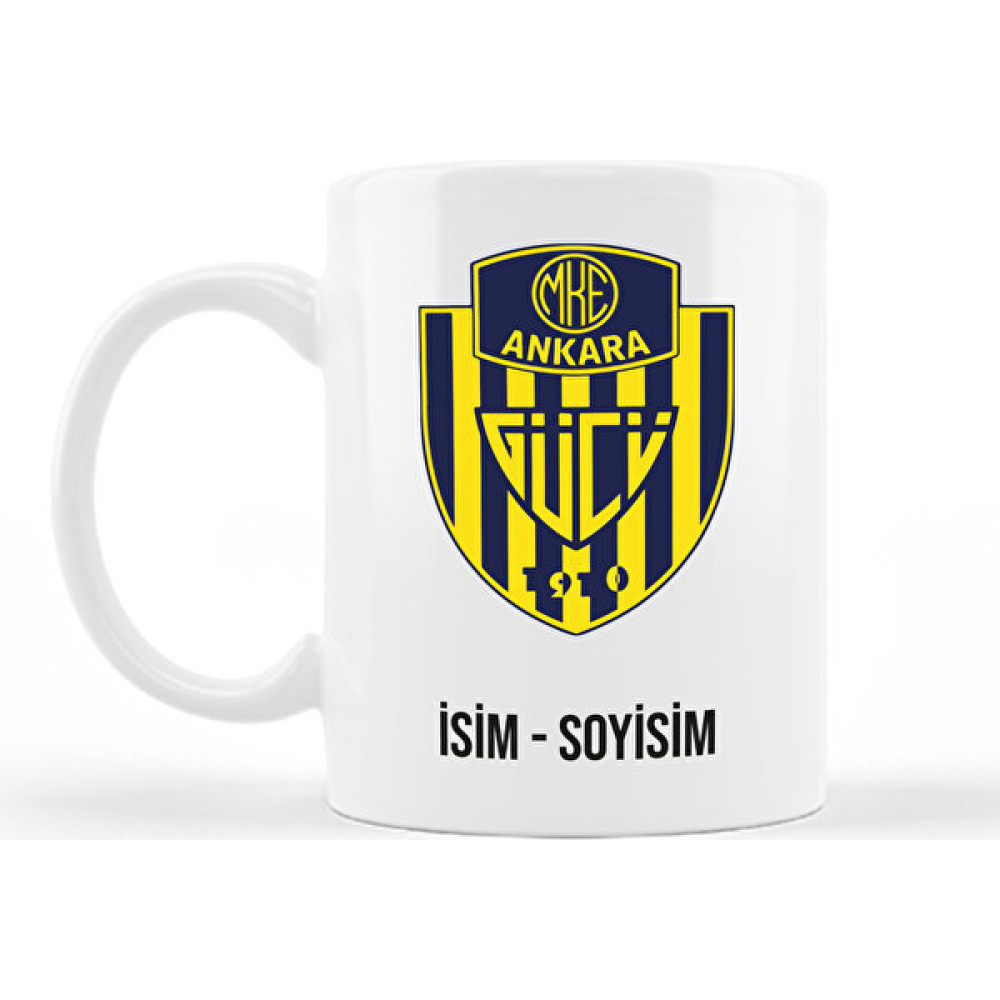 Hediyemyum Ankaragücü Kişiye Özel İsim Baskılı Kupa - Çift Taraflı Baskı - Kupa - Beyaz Fincan / Bardak / Kahve Takımı Fiyatı