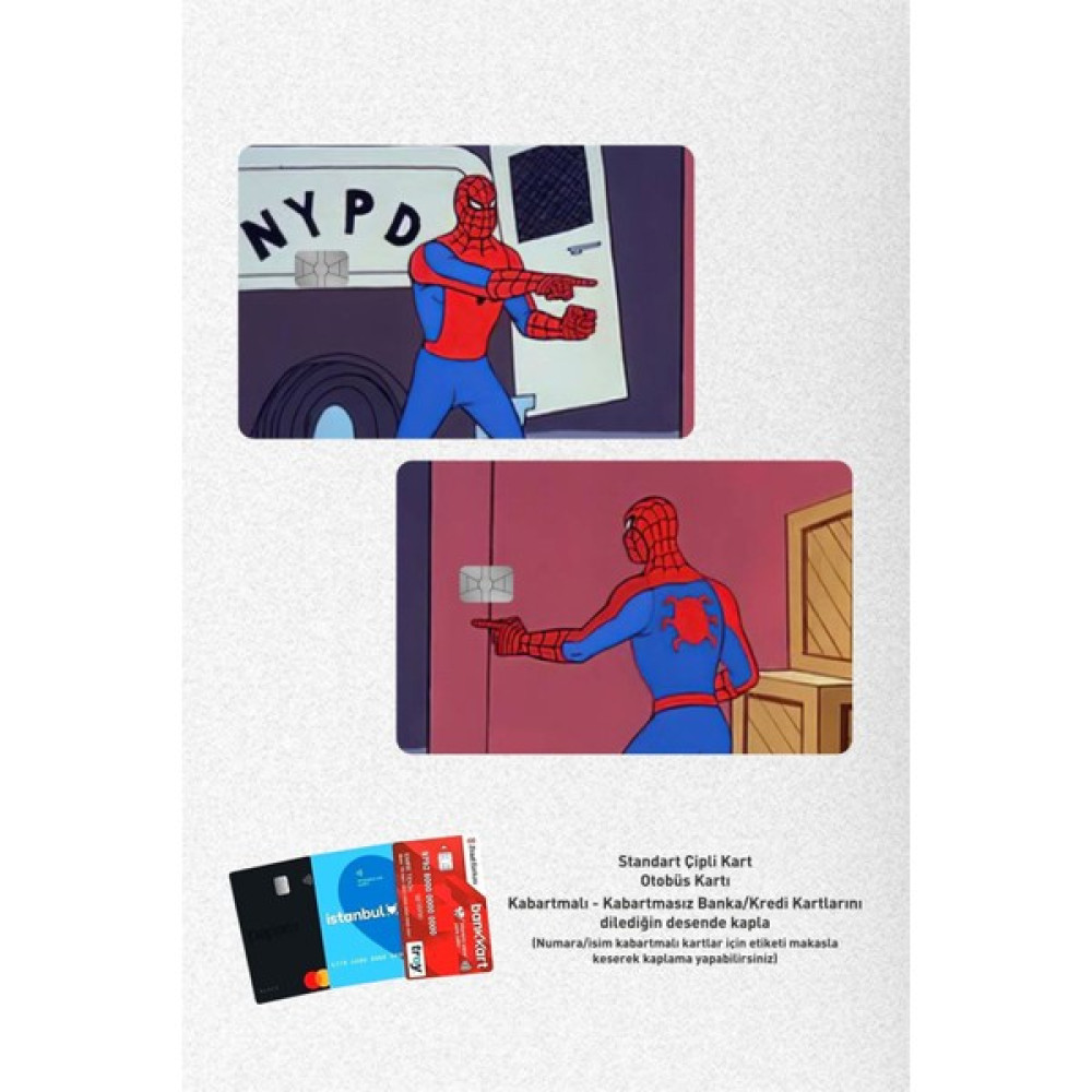 Hediyene Bak 2'li Birbirini Gösteren Spiderman Örümcek Adam - Kredi Kartı, Tosla Vb. Kart Kaplama Stickerı Diğer Fiyatı