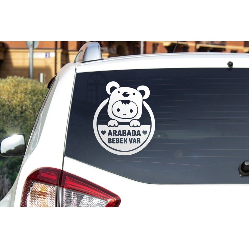 Hediyene Bak Arabada Bebek Var Araba, Motorsiklet, Kask, Laptop, Cam Sticker - Beyaz - 20x16 Cm Dizüstü Bilgisayar Fiyatı