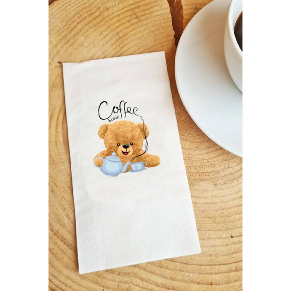 Hediyenza Teddy Bear Ayıcıklı Kahve Coffee Sunum Peçetesi 20LI - Beyaz Peçete Fiyatı