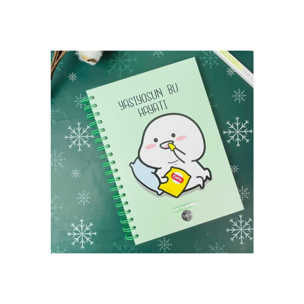 hediyeofisi Yaşıyosun Bu Hayatı Tasarımlı Spiralli Stickerlı Tarihsiz Konuşan Ajanda Haftalık Planlayıcı Defter Ajanda Fiyatı
