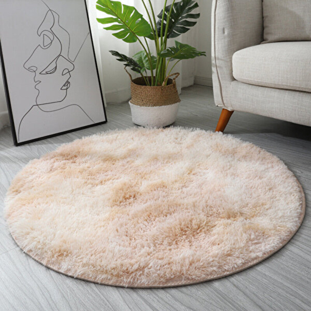 Heers Internet Celebrity Ins Home Boya Gradyan Yuvarlak Halı Oturma Odası Yatak Odası Kanepe Yatak Dökme Mat (Yurt Dışından) - Beyaz - 120 cm Salon Halısı Fiyatı