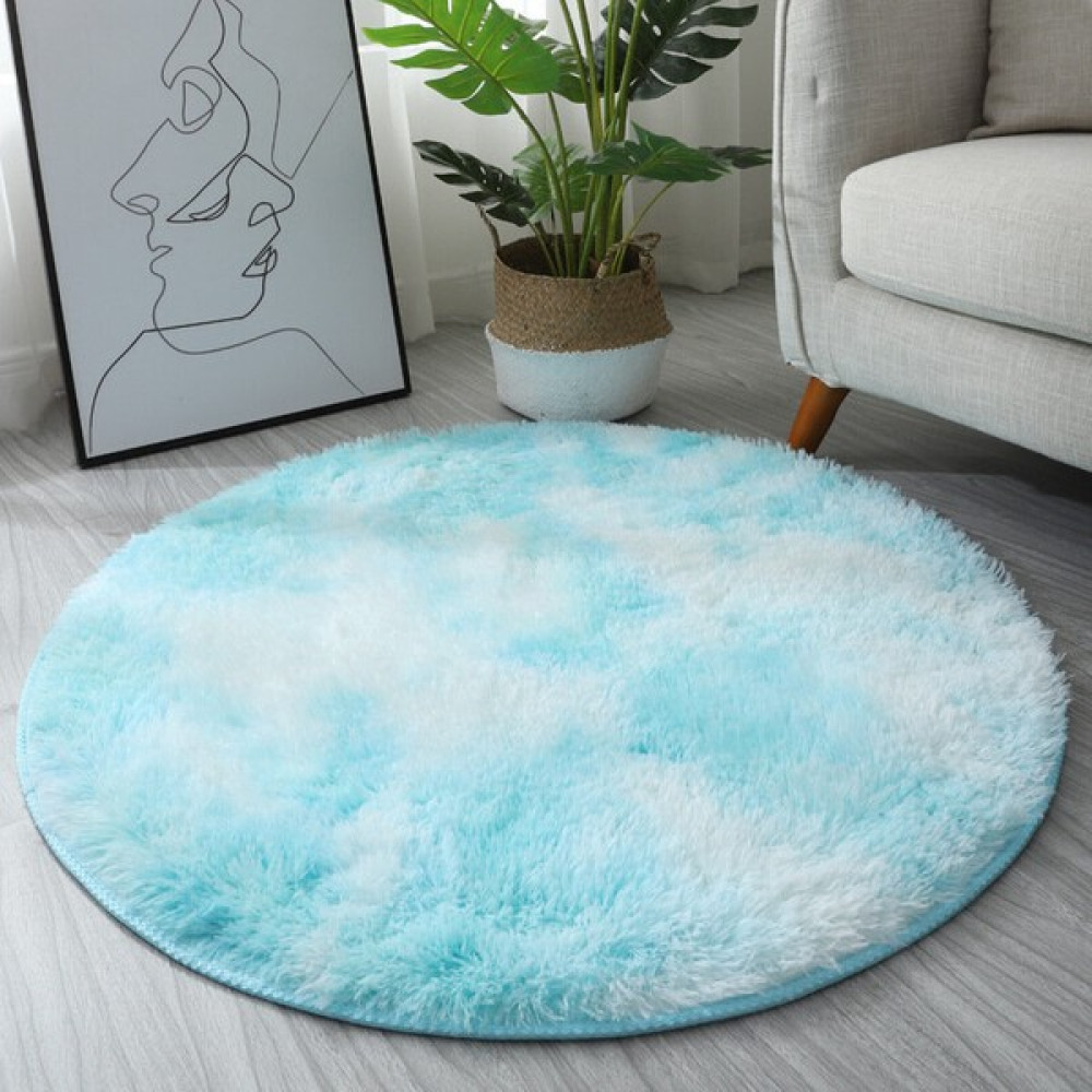 Heers Internet Celebrity Ins Home Boya Gradyan Yuvarlak Halı Oturma Odası Yatak Odası Kanepe Yatak Dökme Mat (Yurt Dışından) - Mavi - 60 x 60 cm Salon Halısı Fiyatı