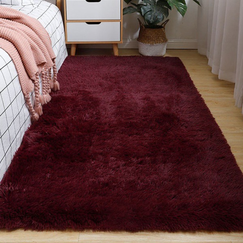 Heers Peluş Kürk Halı Yumuşak Uzun Saç Yün Pad Halılar Yatak Odası Başucu Zemin Mat Çekim Yastığı Oturma Odası Beyaz Halılar (Yurt Dışından) - Bordo Salon Halısı Fiyatı