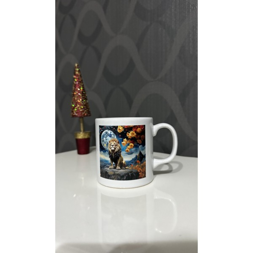 Heg Store Aslan Desenli Baskılı Kupa - Beyaz Fincan / Bardak / Kahve Takımı Fiyatı