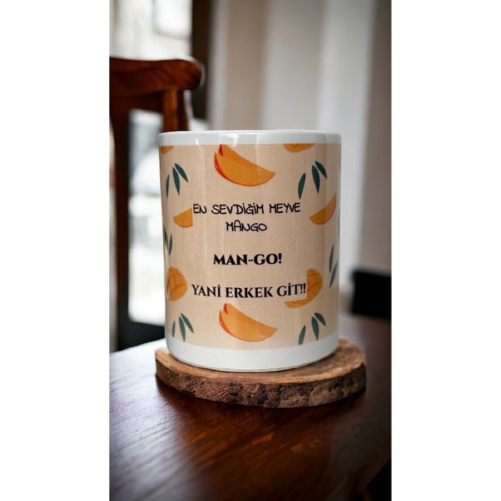 Heg Store Mango Baskılı Kupa - Beyaz Fincan / Bardak / Kahve Takımı Fiyatı