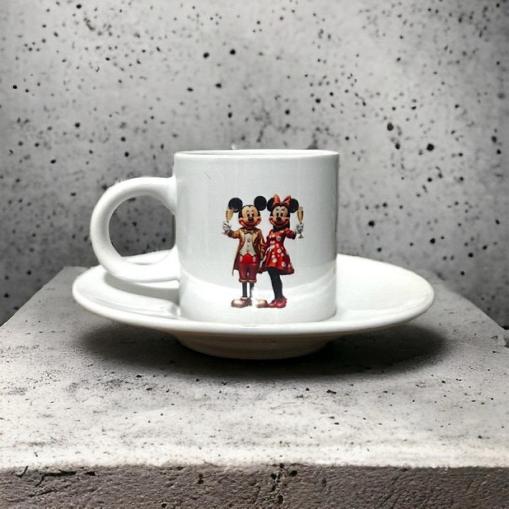 Heg Store Mickey ve Minnie Mouse Baskılı Türk Kahvesi Fincanı - Beyaz - Siyah - Kırmızı Fincan / Bardak / Kahve Takımı Fiyatı