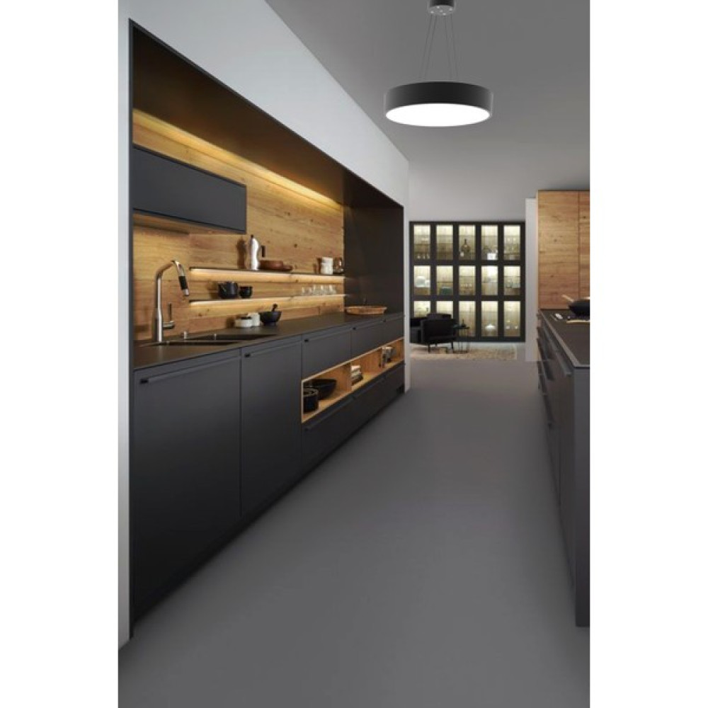 Hegza Lighting Drum-40 (Siyah Kasa, Beyaz Işık) Ledli Modern Avize - Siyah - 1'li Avize Fiyatı