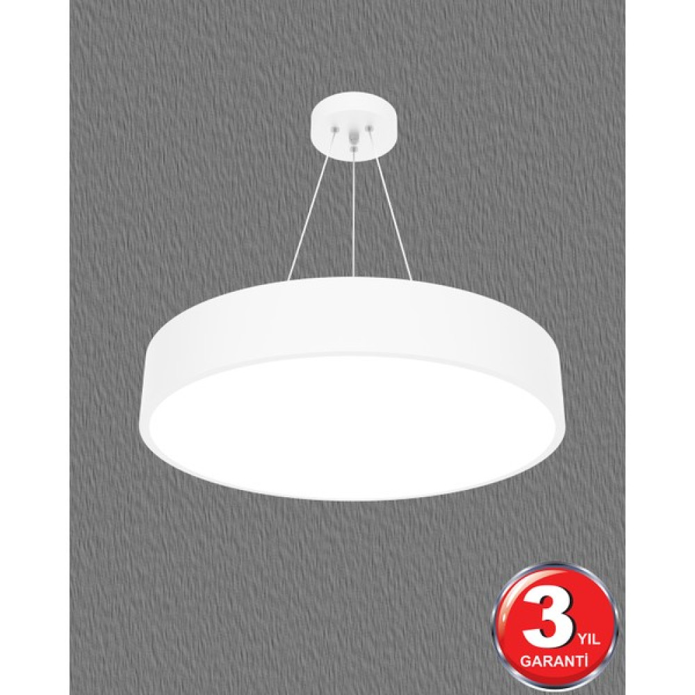Hegza Lighting Drum 40CM (Beyaz Kasa, Beyaz Işık) Ledli Modern LED Avize, Salon, Mutfak, Oturma Yatak Odası, Sarkıt - Beyaz Işık-6500K Avize Fiyatı