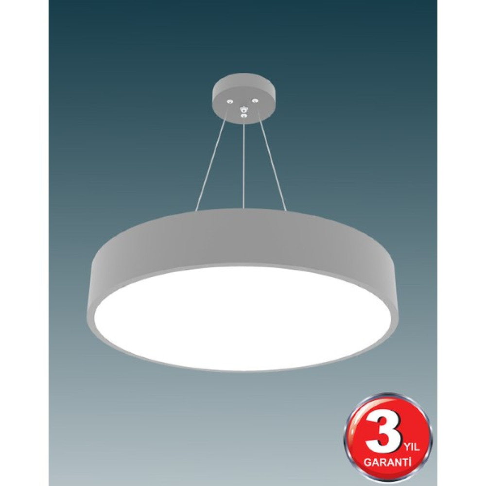 Hegza Lighting Drum 40CM (Gri Kasa, Gün Işığı) Ledli Modern LED Avize, Salon, Mutfak, Oturma Yatak Odası, Sarkıt - Gri - Gün Işığı-4000K Avize Fiyatı