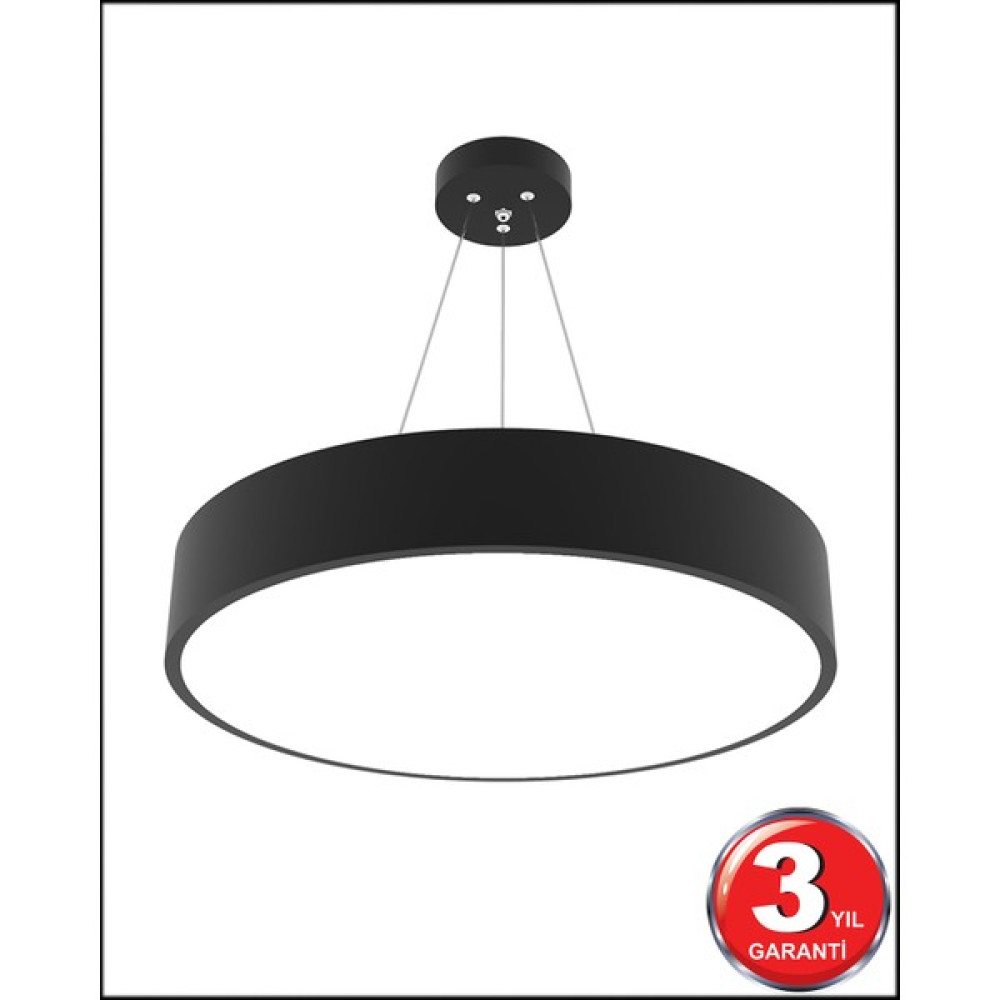 Hegza Lighting Drum 40CM (Siyah Kasa, Beyaz Işık) Ledli Modern LED Avize, Salon, Mutfak, Oturma Yatak Odası, Sarkıt - Siyah - Beyaz Işık-6500K Avize Fiyatı
