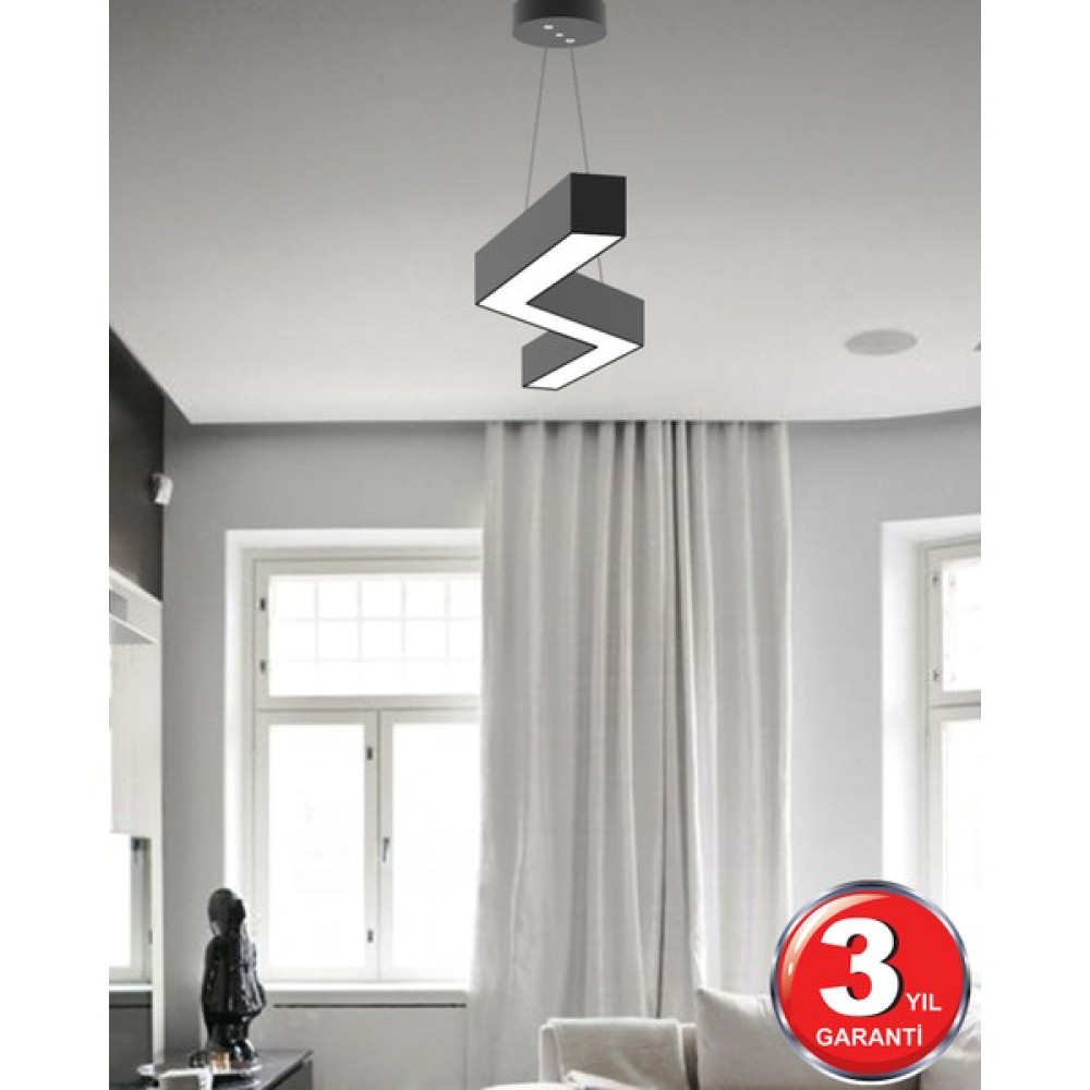 Hegza Lighting Gabbiano - Ledli Modern Sarkıt Linear LED Avize Salon Mutfak Oturma Odası Yatak Odası Antre Hol LED - Siyah - Gün Işığı (4000K) Avize Fiyatı