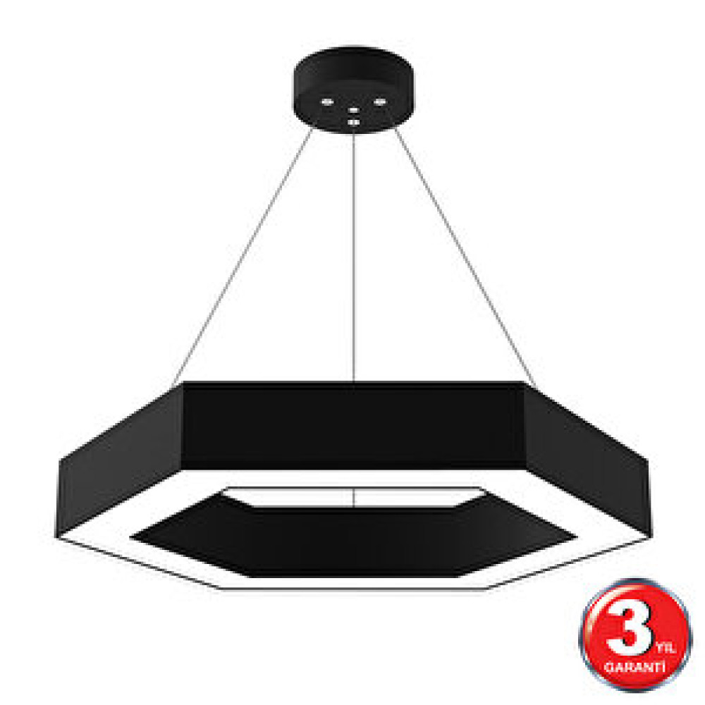 Hegza Lighting Hexagon, Siyah Kasa, Gün Işığı, Ledli Modern Led Avize, Salon, Mutfak, Oturma Yatak Odası, Sarkıt, Lineer Gün Işığı 4000K Avize Fiyatı