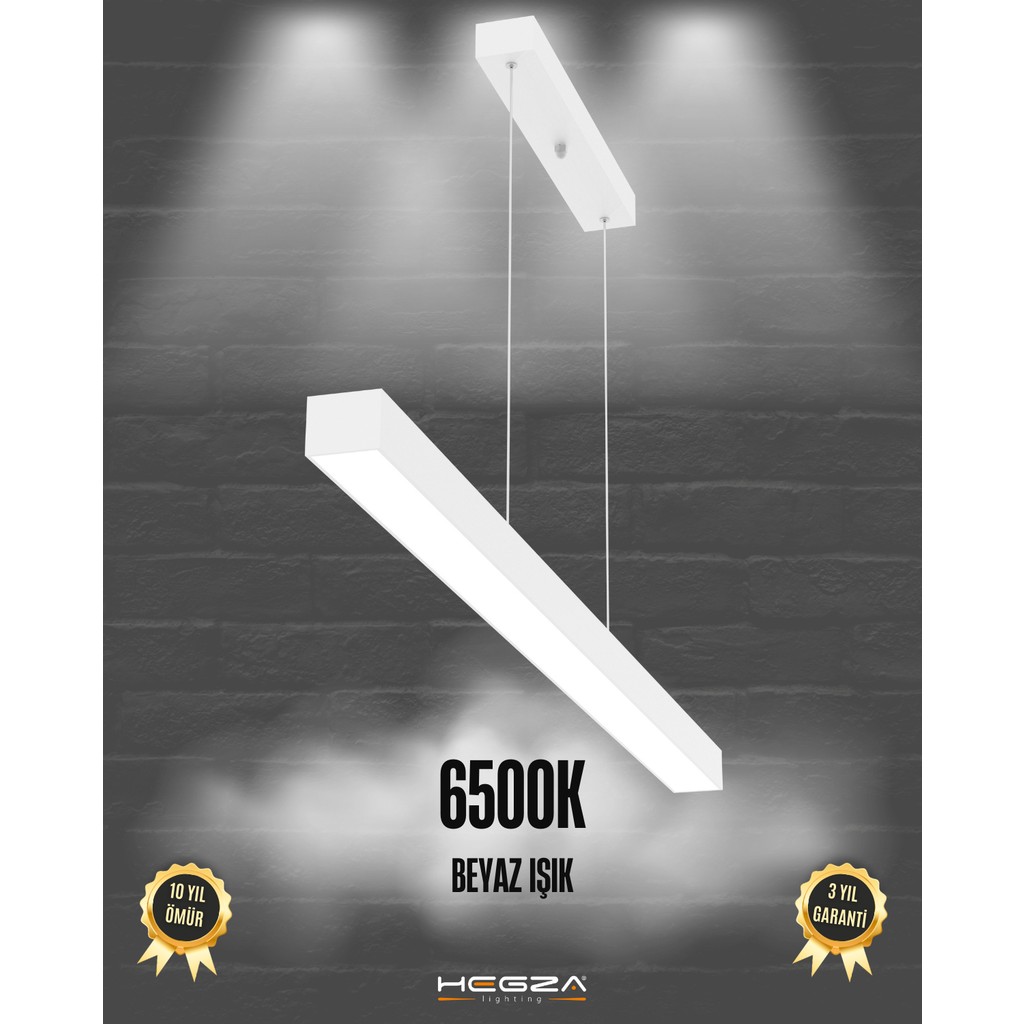 Hegza Lighting Lineer 80cm (Beyaz Kasa, Beyaz Işık) Ledli Modern Sarkıt Lineer LED Avize - 1 Avize Fiyatı