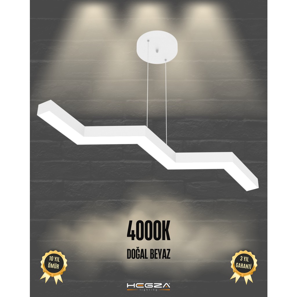 Hegza Lighting Sega (Beyaz Kasa, Doğal Beyaz) Ledli Modern Sarkıt LED Avize - Beyaz - 1 Avize Fiyatı