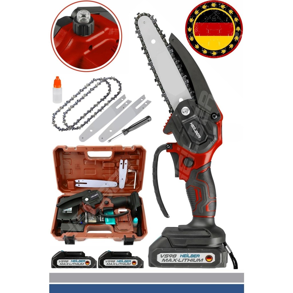 Heilber Alman V598 15AHM Red Çift Akülü Budama Testeresi Şarjli Ağaç Dal Budama Kesme Testere Makinesi Dal Budama Makineleri Fiyatı