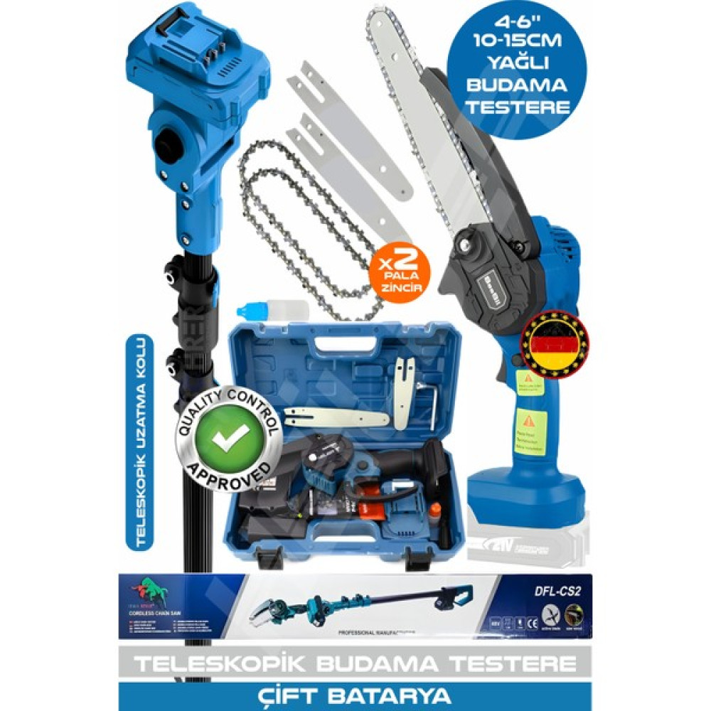 Heilber Alman V598/21V 6806M Blue Teleskopik 10-15CM Akülü Budama Şarjlı Zincirli Dal Budama Makinesi Diğer Fiyatı