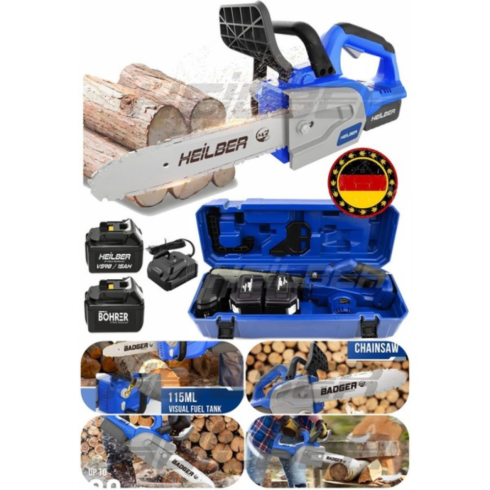 Heilber Alman V998 Çift Akülü 15 Pilli Akülü Ağaç Kesme Dal Budama Makinesi - 30CM ve 12'' Pala Zincir Oto Boyaları Fiyatı