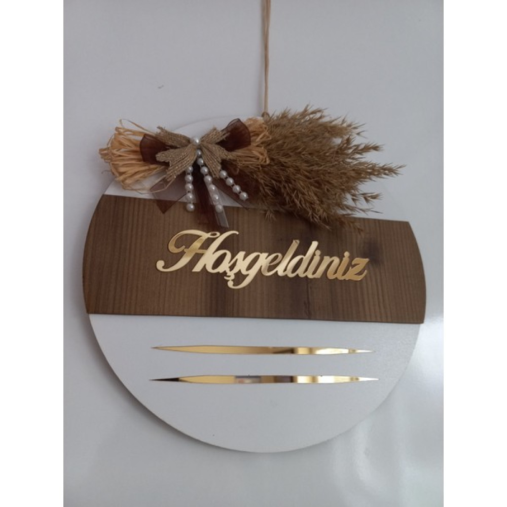 Hein Hoşgeldiniz Yazılı Aynalı Pleksi Dekoratif Dış Kapı Süsü Ahşap Kapı Süsü - Beyaz Bebek Kapı Süsü Fiyatı