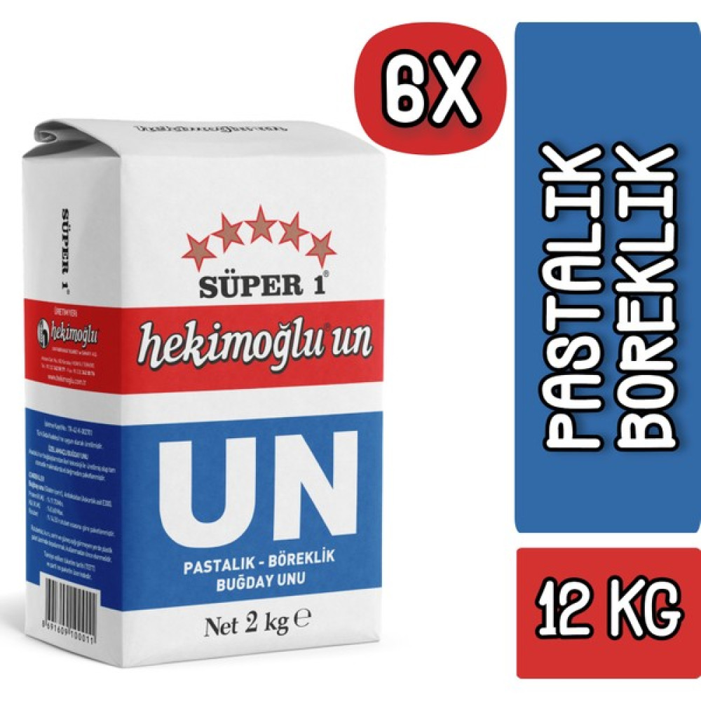 Hekimoğlu Un 2 kg Pastalık - Böreklik Buğday x 6 Adet - 12 kg Un ve İrmik Fiyatı