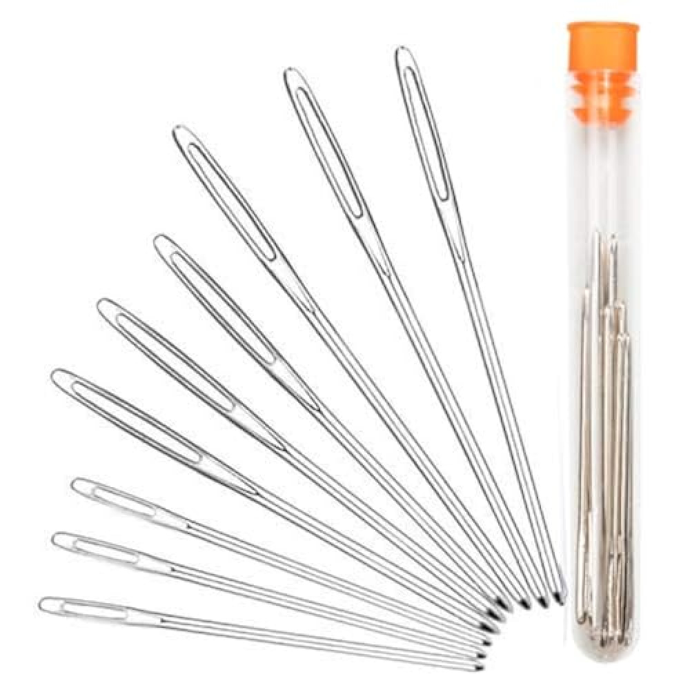 Hekisn Large-Eye Blunt Needles, Stainless Steel Yarn Knitting Needles, Sewing Needles, Crafting Knitting Weaving Stringing Needles,Perfect for Finishing Off Crochet Projects (9 Pieces)