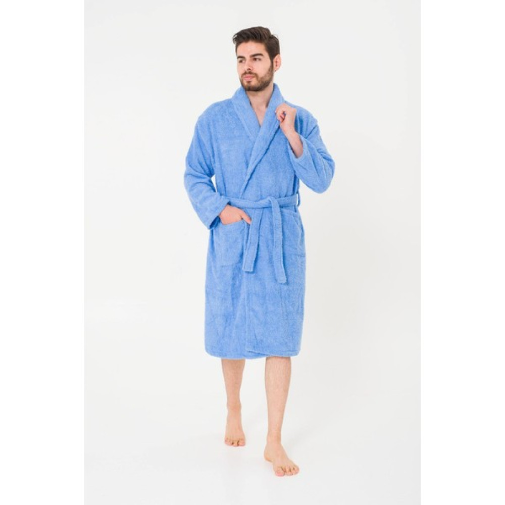 Helenito Şal Yaka Erkek Bornoz Battal Boy Düz ve Pamuklu - 4XL - Mavi Bornoz Fiyatı