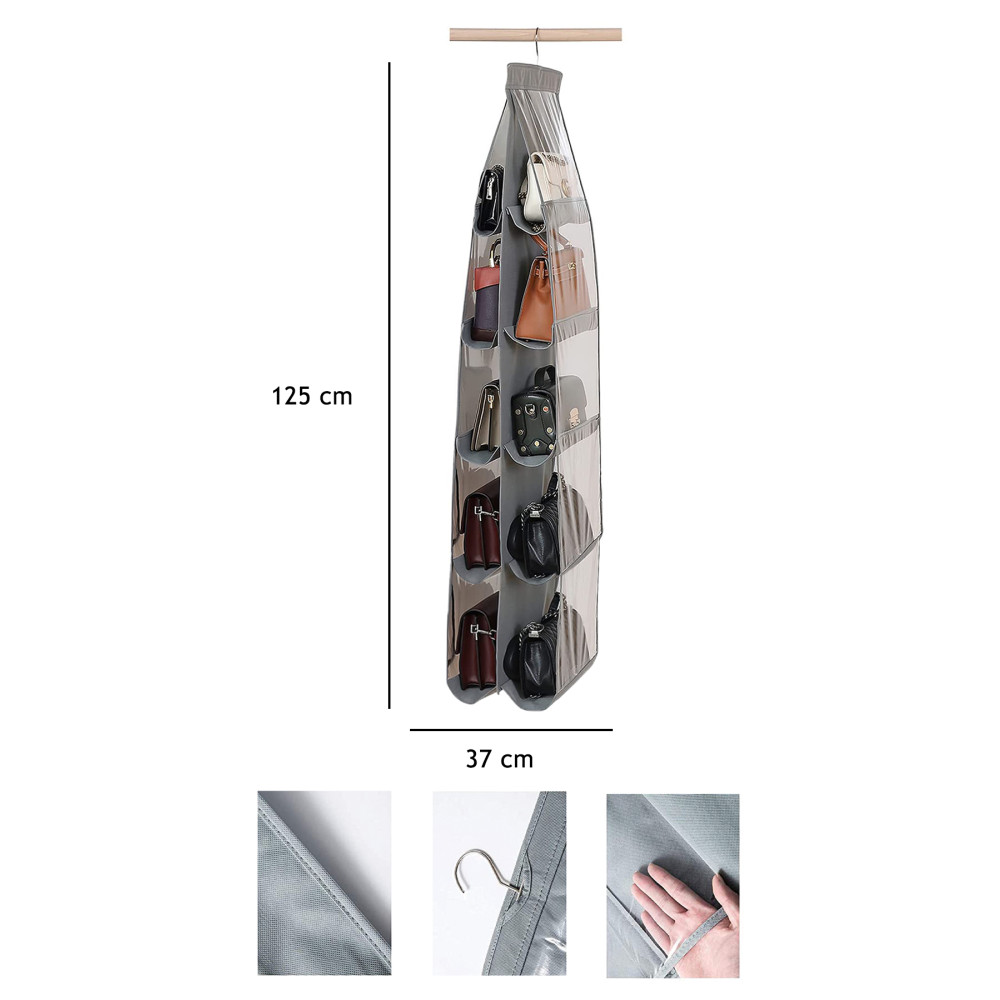 Helens Home 10 Cepli Dolap Içi Çanta Ve Ayakkabı Düzenleyici Geniş Hacimli Şeffaf Pvc Pencereli Organizer Gri Eşya Saklama / Düzenleme Fiyatı