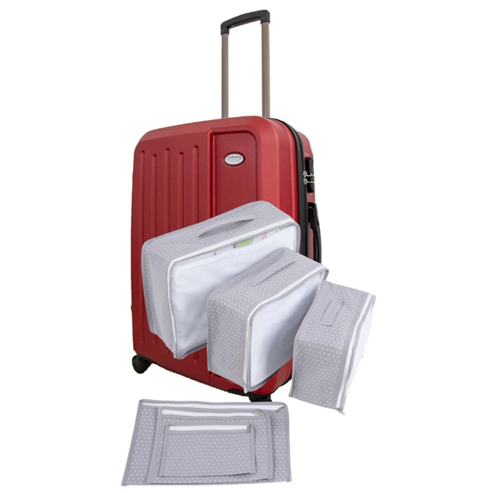 Helens Home 6lı Valiz Düzenleyici Set - Gri Benekli Bavul Içi Organizer Set Seyahat Hurcu Puantiyeli Eşya Saklama / Düzenleme Fiyatı
