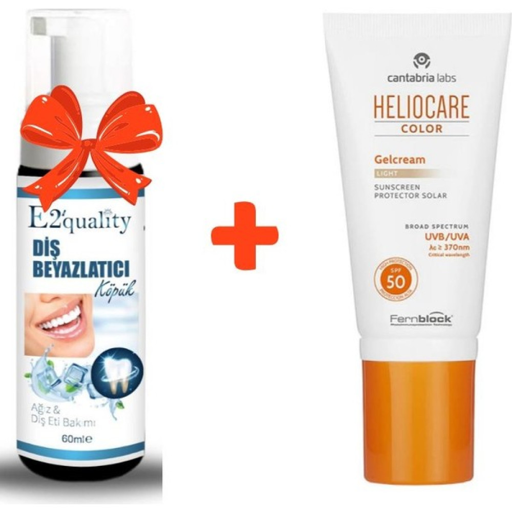 Heliocare Color Compact Oil Free Spf 50 10 gr Renkli Güneş Kremi+E2'quality Diş Beyazlatıcı Köpük Heliocare Color Spf 50 Jel Light 50 ml Renkli Gü... Güneş Kremleri ve Losyonları Fiyatı