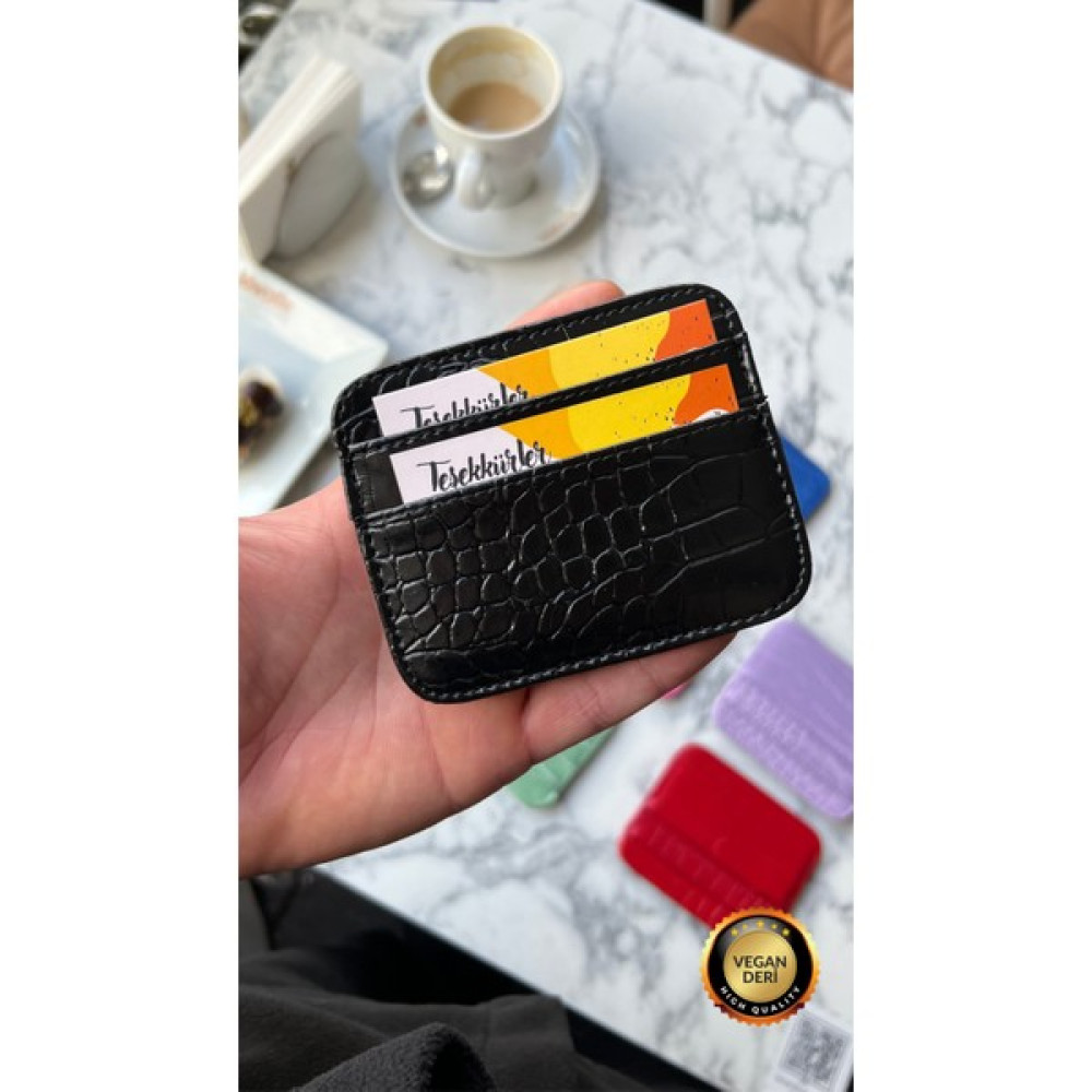 HeliosBags Venüs Siyah 4 Kart Bölmeli Çift Taraflı Süper Slim Kartlık(Vegan Deri) Bayan Cüzdan Fiyatı
