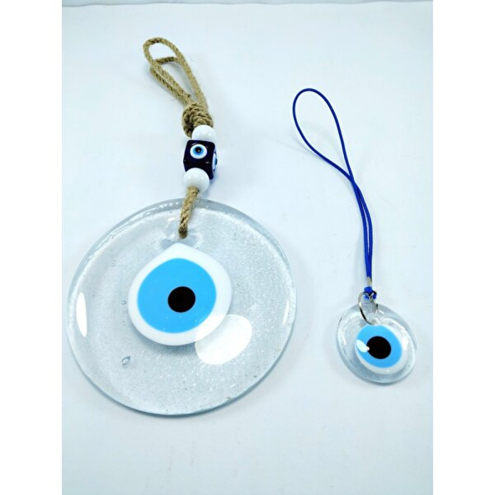Helis Saydam Nazar Boncuğu Duvar Dekoru 9 cm + Araba Dikiz Ayna Süsü El Yapımı Dekoratif Hediyelik Set Oto Seyahat Ürünleri Fiyatı