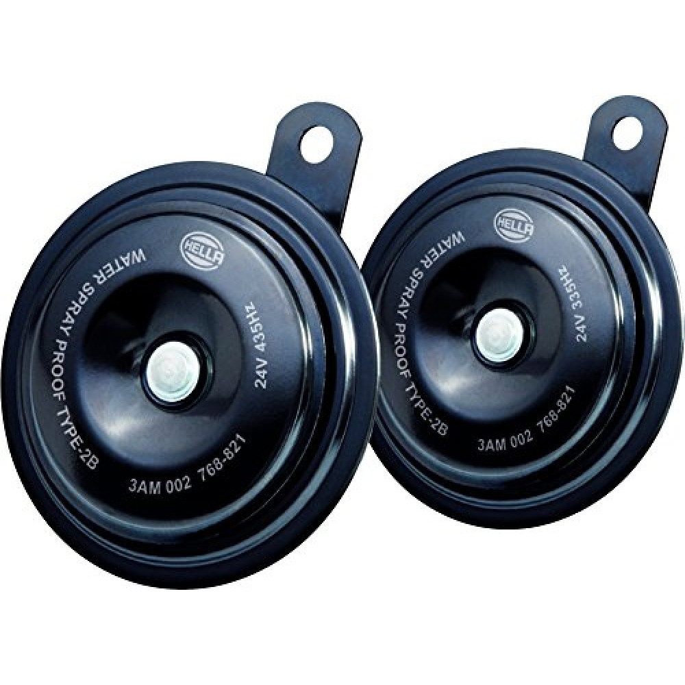 HELLA 002768821 Black 92mm 24V Disc Horn Kit (Universal Fit)