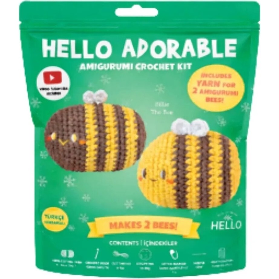 Hello Adorable Bıllıe The Bee - Türkçe Video Ve Anlatım Kılavuzlu Amigurumi Örgü Kiti Diğer Fiyatı