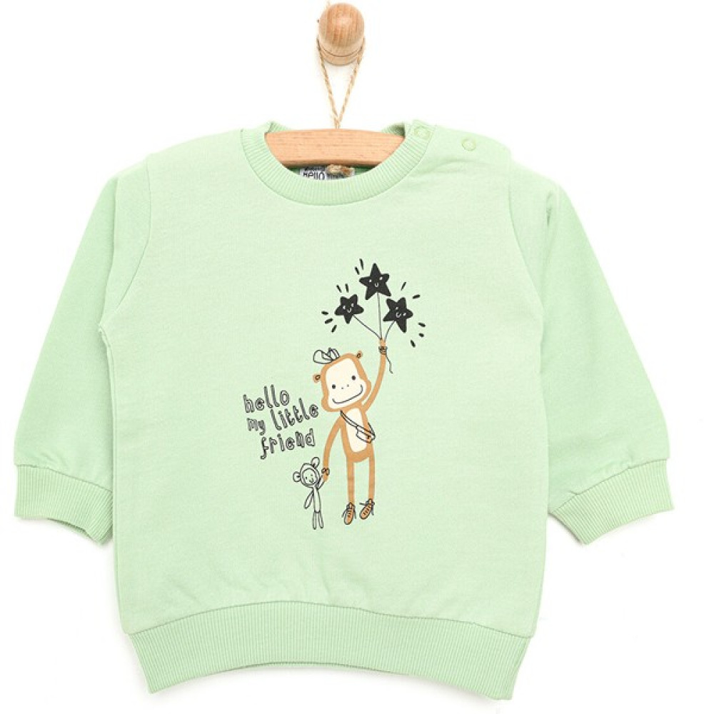 Hello Baby Hellobaby Basic Maymun Desenli Sweatshirt Erkek Bebek Bebek Sweat Shirt Fiyatı