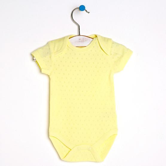 Hello Baby Jakarlı Kısa Kol Sarı Body Bebek Body Fiyatı