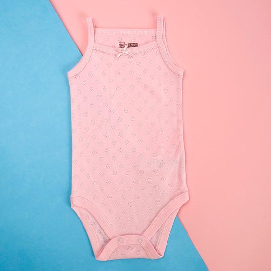 Hello Baby Jakarlı Pembe İp Askılı Body