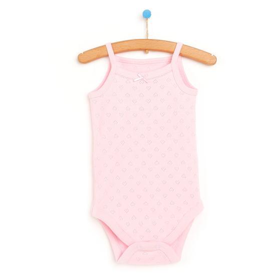 Hello Baby Jakarlı Pembe İp Askılı Body