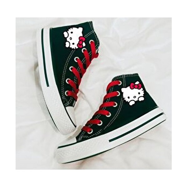 Hello Kitty Baskılı, Kırmızı Bağcıklı Siyah Bilekli Spor Ayakkabı Çocuk Sneaker Ayakkabılar ve Çantalar Fiyatı